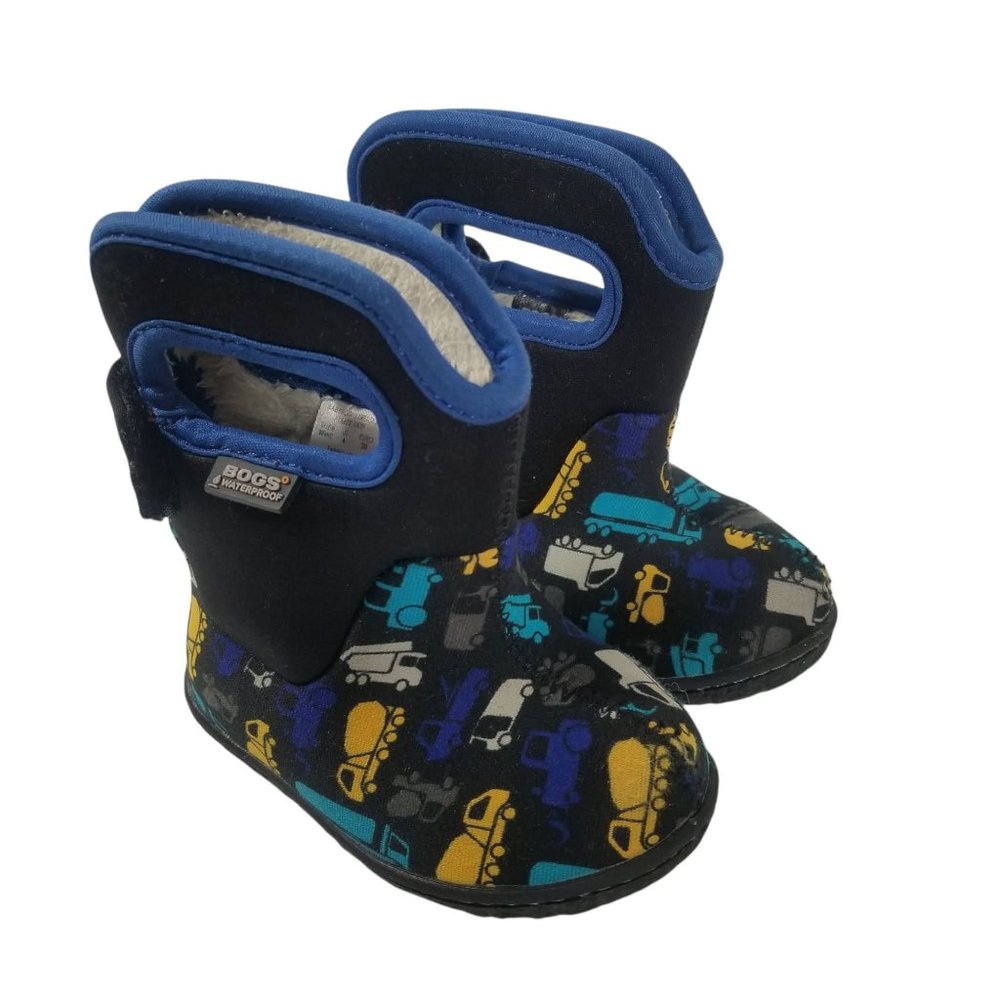 Bogs Infant Boy's Blue Truck Pattern Print Pull on Fabric Boots Size 4